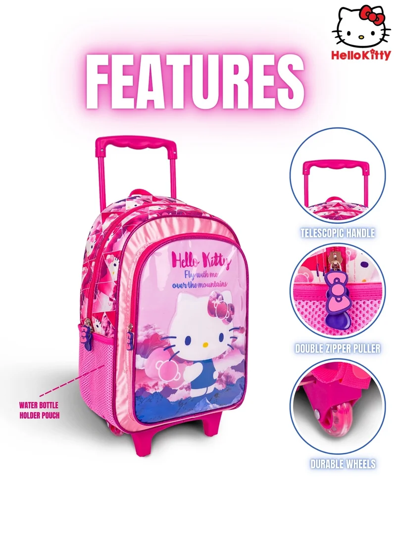 Sanrio Hello Kitty  18 Inch Kids 3-in-1 Trolley School Bag Set - Ergonomic Backpack, Insulated Lunch Bag & Pencil Case,Lightweight, Durable, Students 6+ - Perfect for Travel & School,For Girls
