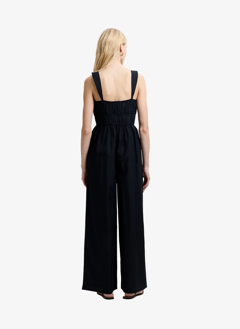 فرنش كونكشن Women's Black Era Poplin Bust Jumpsuit
