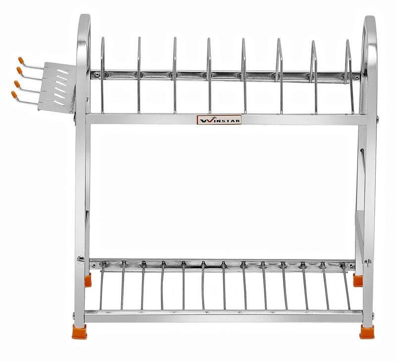 WINSTAR Stainless Steel 2 Shelf Wall Mount Kitchen Utensils Rack Dish Rack with Plate Cutlery Stand Modular Kitchen Storage Rack Kitchen Organizer 15 x 15 inch - Image 5