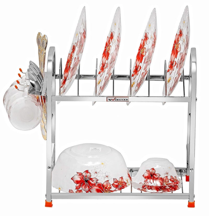WINSTAR Stainless Steel 2 Shelf Wall Mount Kitchen Utensils Rack Dish Rack with Plate Cutlery Stand Modular Kitchen Storage Rack Kitchen Organizer 15 x 15 inch - Image 3
