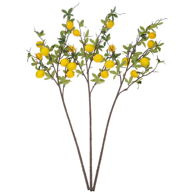 Woration 37.4 Inch Artificial Lemon Fruit Branches Fake Greenery Decoration for Home Garden Patio Flower Arrangement Photography Props 3pcs - Image 4