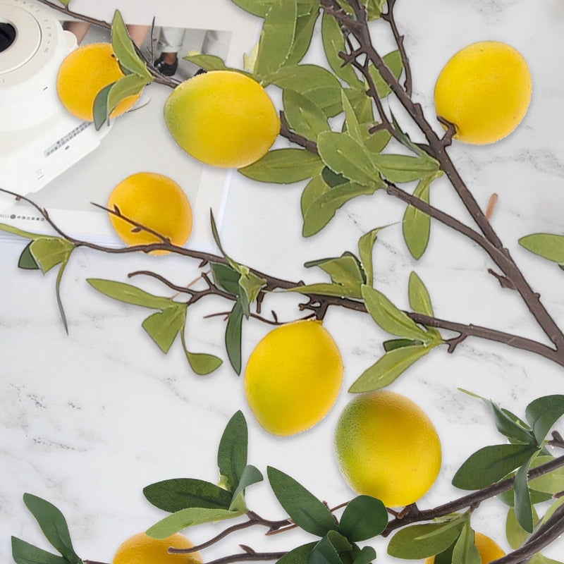Woration 37.4 Inch Artificial Lemon Fruit Branches Fake Greenery Decoration for Home Garden Patio Flower Arrangement Photography Props 3pcs - Image 5
