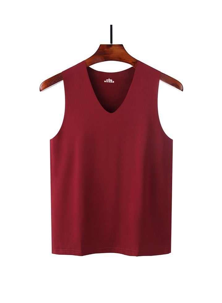 KUYING Summer Men's Solid Color Large V-neck Lloose Casual Sports Vest