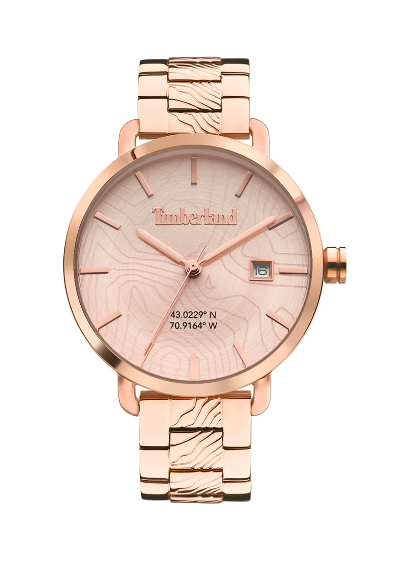 Timberland Robbins-Ton Women's Watch 45mm Analog Rose Gold Dial Rose Gold Stainless Steel Strap