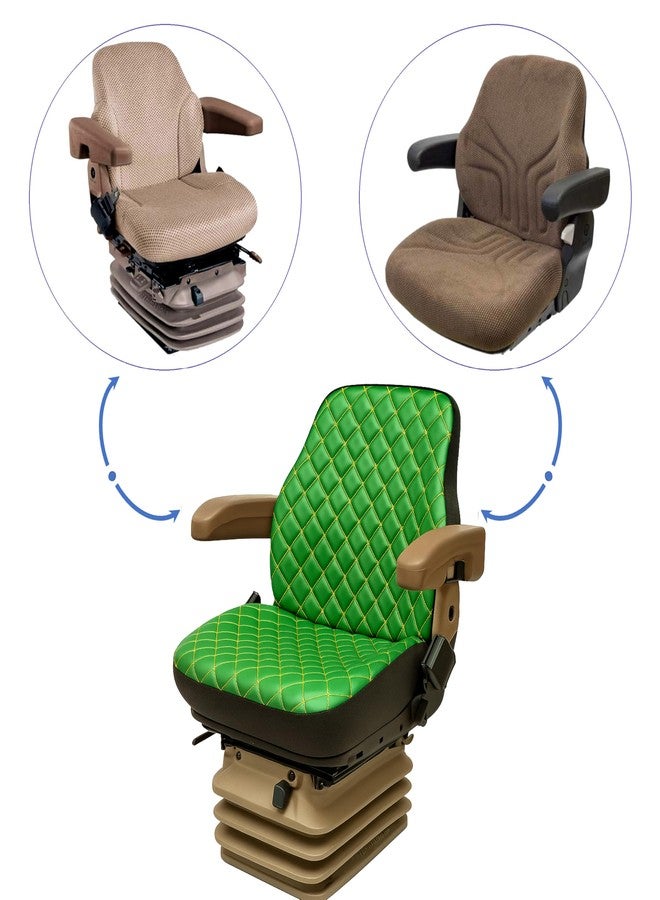 Binbir Trend Heavy Duty Tractor Seat Cover for Cabinet Tractors Without Headrest, Forklift Seat Cover, Camuflage Pattern, 4 Colors (Black Kapitone Leather) - Image 3