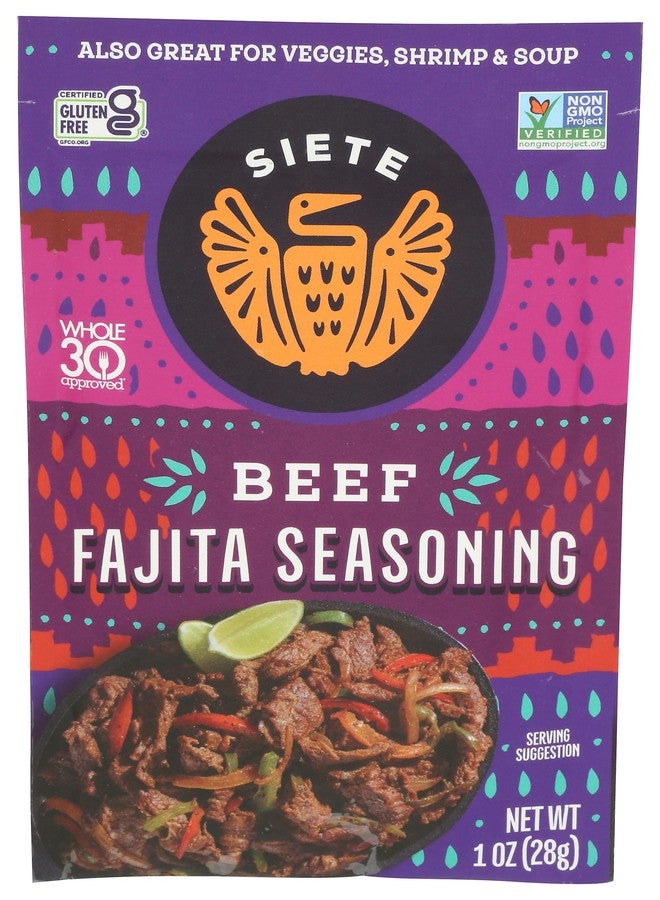 Siete Beef Fajita Seasoning Mix | Seasoning for Beef, Shrimp, and Veggies | Gluten Free | Vegan | Non GMO | Whole30 Approved | 1 Packet (7 Servings) - Image 1