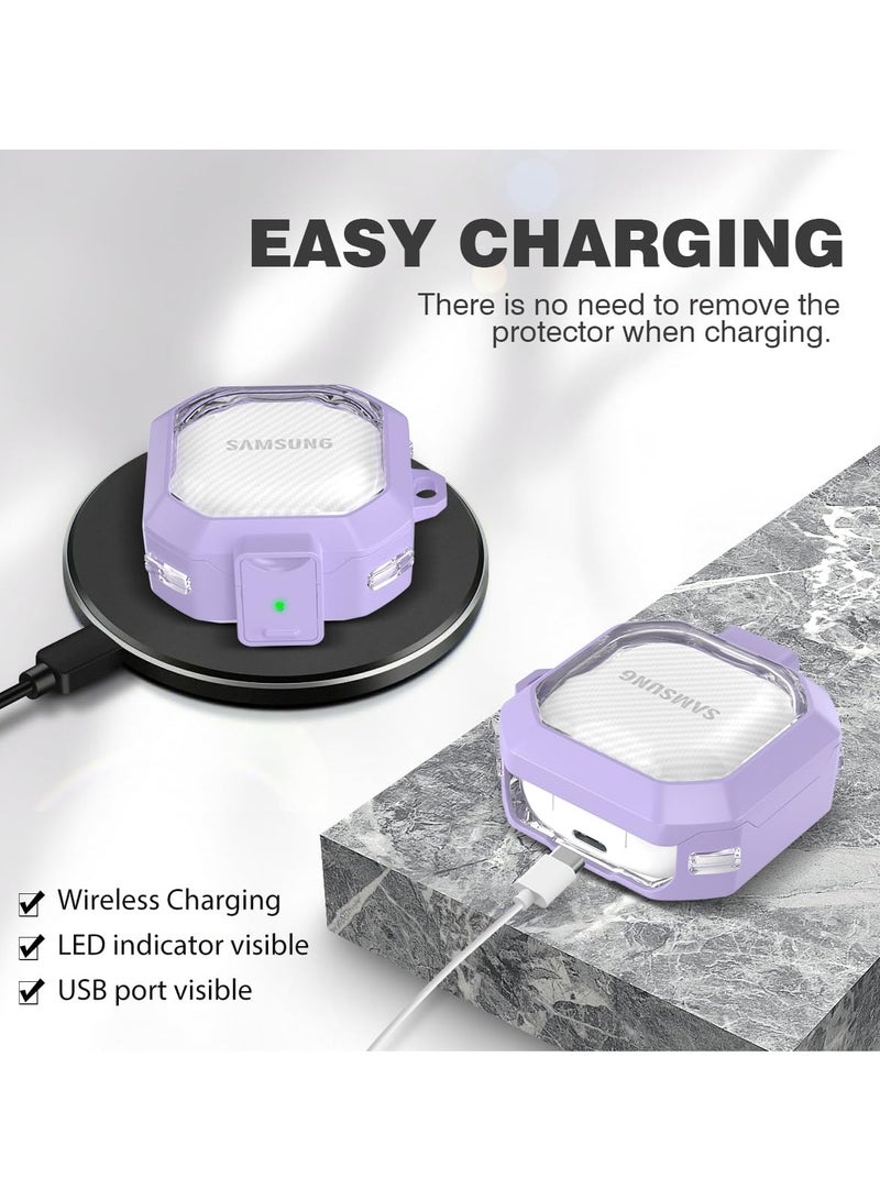 Cover Case for Galaxy Buds 2 Pro, Clear Protective Case Compatible with Galaxy Buds 2 Pro, Buds 2, Buds Pro, Buds Live with Fashion Keychain (Purple) - Image 5