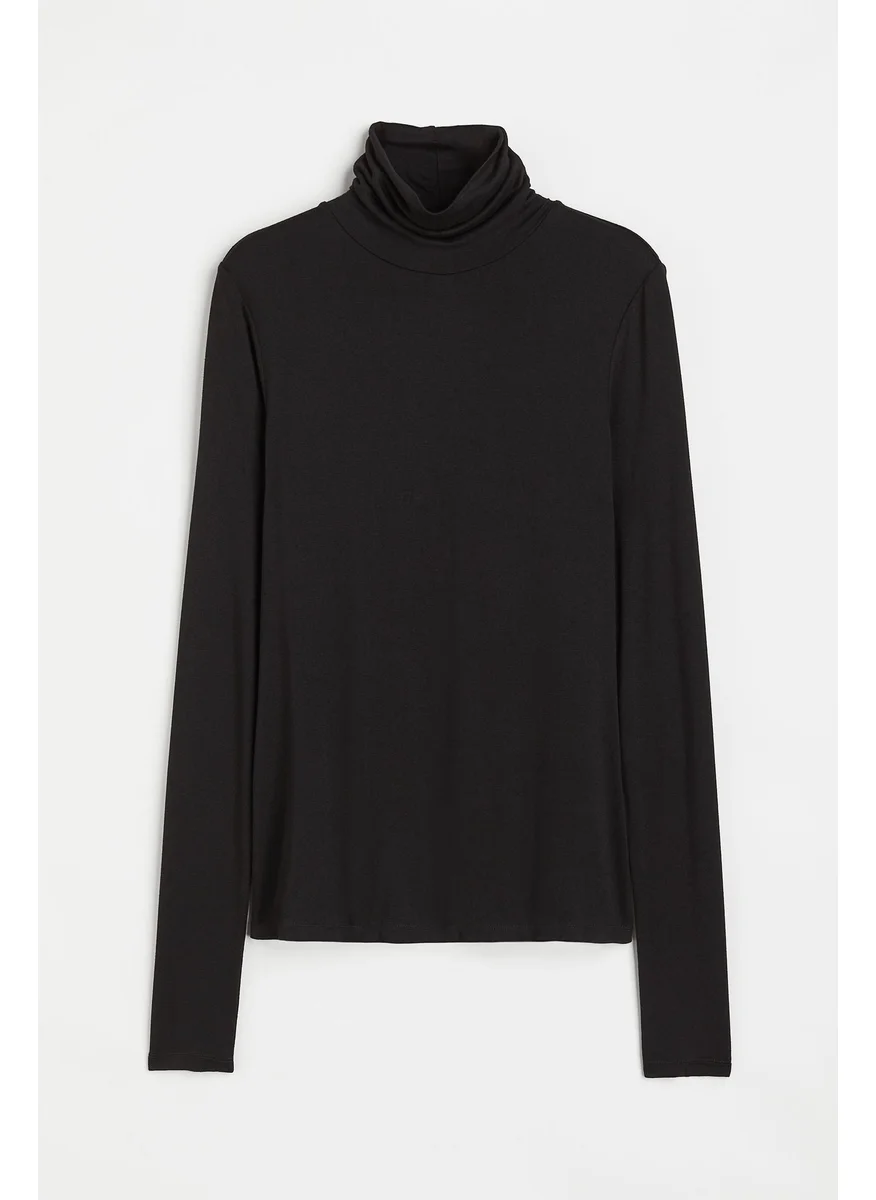 اتش اند ام Viscose Polo-Neck Top