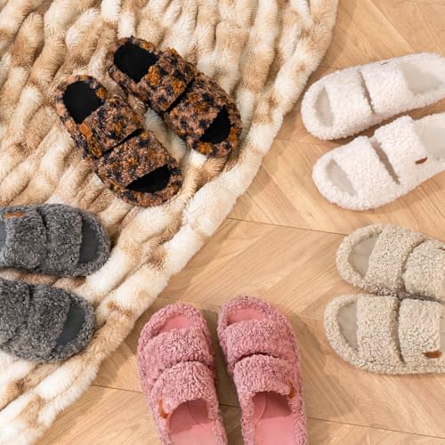 EverFoams Womens Fuzzy Open-toe Slippers Soft Comfy Memory Foam Indoor House Shoes Vanilla Ice,9-10 US - Image 3