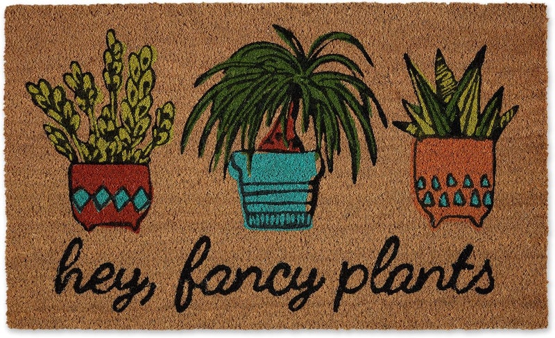 DII Demand-based stock planning Floral Design Collection Natural Coir Doormat, 17x29, Fancy Plants Simple multi-color universal build - Image 1
