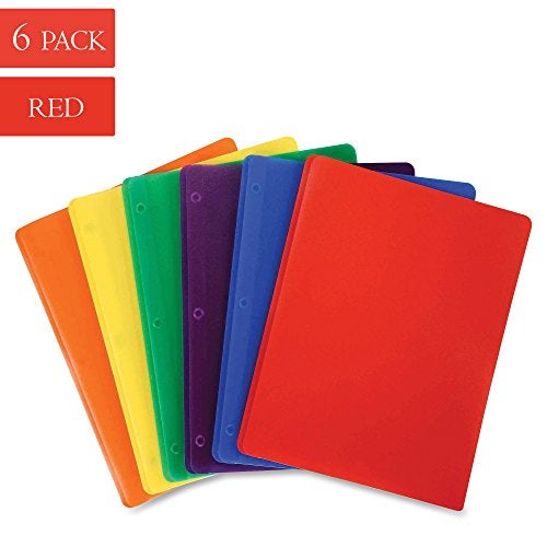 Klingy Plastic Pocket Folders, Heavy Duty Durable Poly, 2 Pocket Folder, with Business Card Slot - 11" x 8 1/2" Sheet Size - 6-Pack (Red) - Image 2