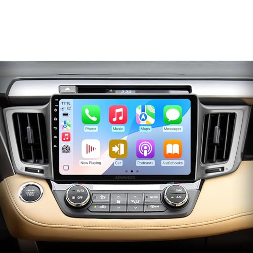 AINAVIGO 10.2" Car Radio Stereo for Toyota RAV4 2013-2018 - Wireless CarPlay & Android Auto | IPS HD 5G WiFi Touchscreen | GPS Navigation | Bluetooth FM with SWC | HD Backup Camera - Image 1