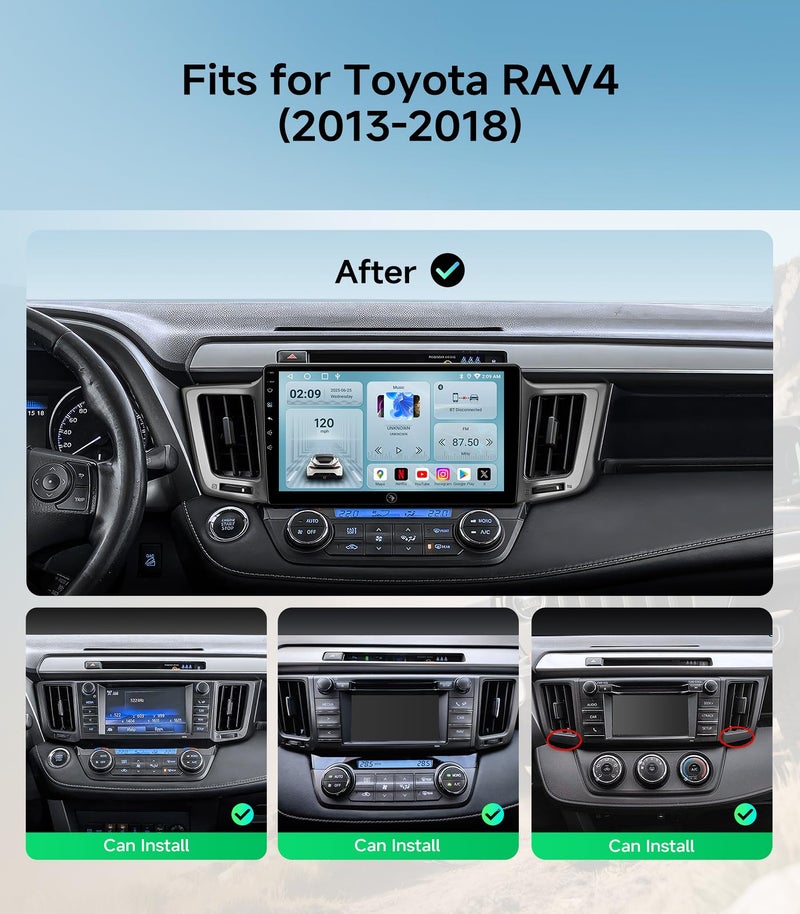 AINAVIGO 10.2" Car Radio Stereo for Toyota RAV4 2013-2018 - Wireless CarPlay & Android Auto | IPS HD 5G WiFi Touchscreen | GPS Navigation | Bluetooth FM with SWC | HD Backup Camera - Image 2