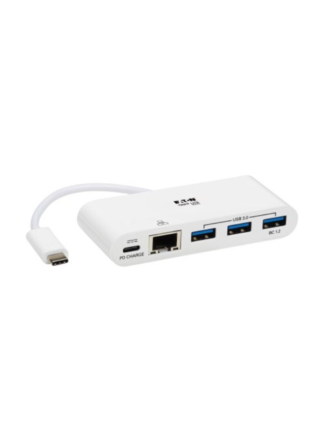 تريب لايت محور USB‑C بثلاثة منافذ - منافذ Hub USB 3.x (5Gbps)، شبكة جيجابت، شحن PD بقدرة 60W، لون أبيض (U460‑003‑3AG‑C) - Image 1