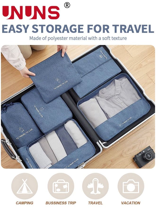 UNUNS Travel Organizer Bag Set,7-Piece Travel Luggage Organizer Packing Cubes Set,Waterproof Traveling Accessories With Makeup And Shoe Bag,Perfect For Travel - Image 2