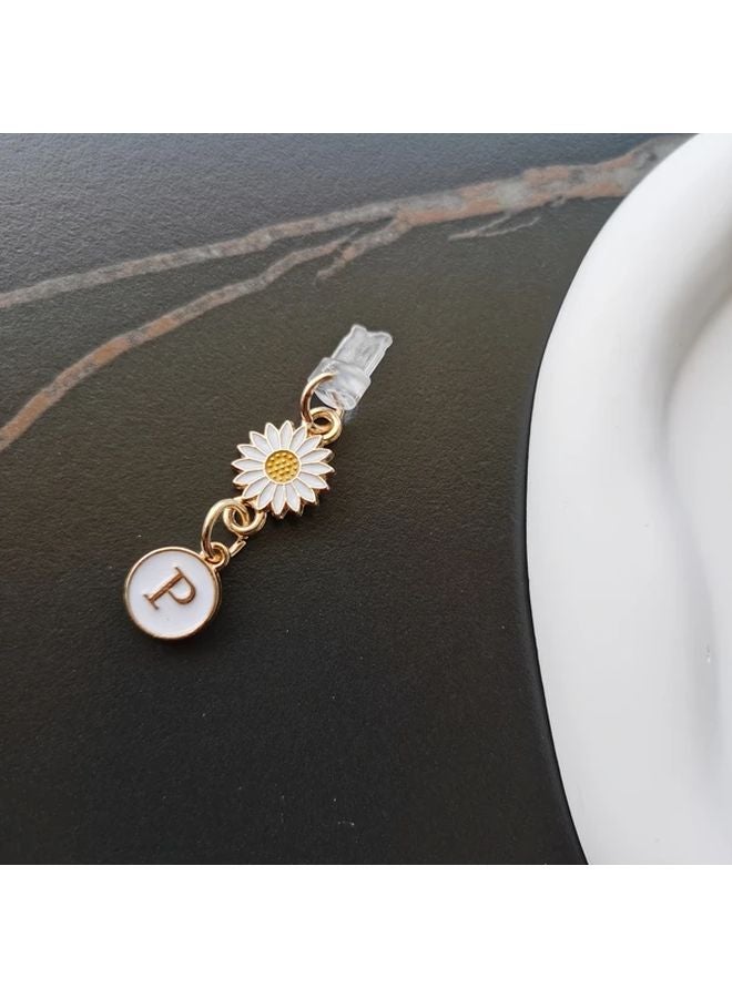 Creative Daisy Sunflower Letter P Phone Dust Plug Pendant For iPhone Interface - Image 1