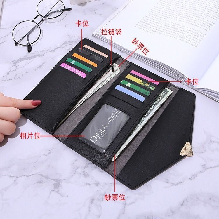 Multifunctional Solid Color PU Leather Wallet, RFID Blocking Design Portable Daily Storage Purse for Cards Cash Coin Business Use - Image 2