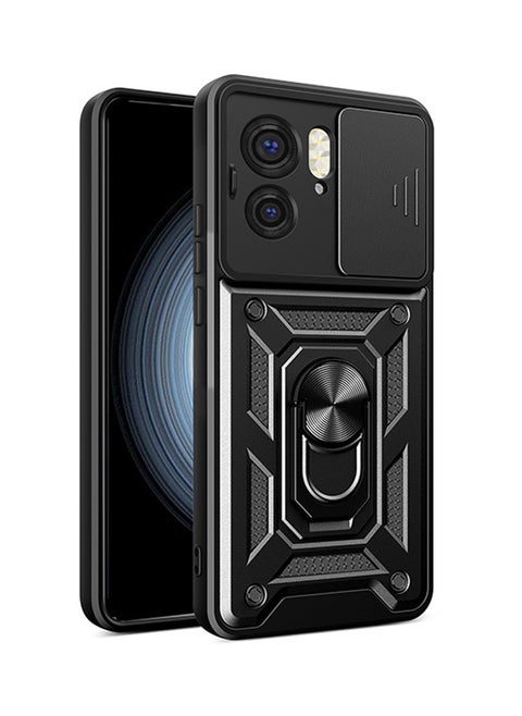 Motorola Edge 40 Case with Slide Camera Lens Cover,Heavy Duty Rugged Shockproof Cover Built-in 360° Ring Stand Protective Phone Case for Motorola Edge 40 5G