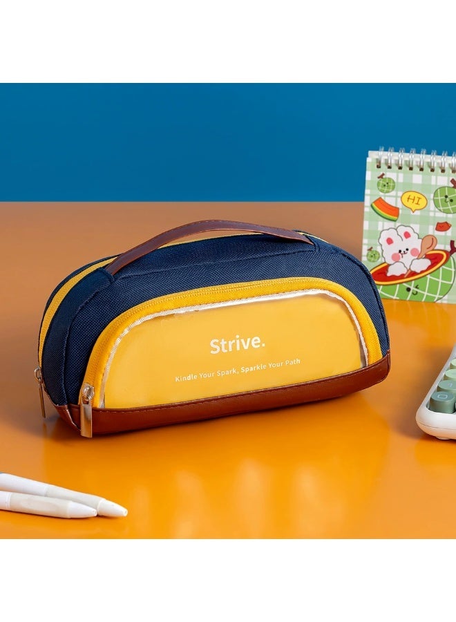 Kids Pencil Case Foldable Transparent Stand-Up 6-12 Years, School Supplies Large Capacity Waterproof Wear-Resistant Lightweight Stationery Bag - Image 1