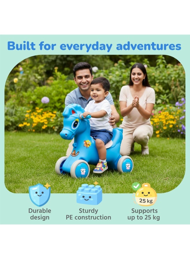 Lifelong 3-in-1 Horse Ride On for Kids 1-5 Years | Balance, Rock & Ride Modes with Safety Belt & Backrest | Parental Handle, Wide Anti-Slip Base | Non-Toxic PE Body Toy - Image 4