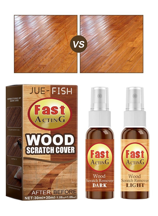 جوي فيش غطاء خدش الخشب ، 2 حزمة إصلاحه للخشب - مجموعة مزيل الخدوش لإصلاح الأثاث الخشبي لإصلاح خدوش الخشب سريع المفعول - مجموعة إعادة صقل الشعر بالشمع ، رذاذ مزيل الخدوش الخشبي للأرضيات والطاولات والنجارين - Image 1