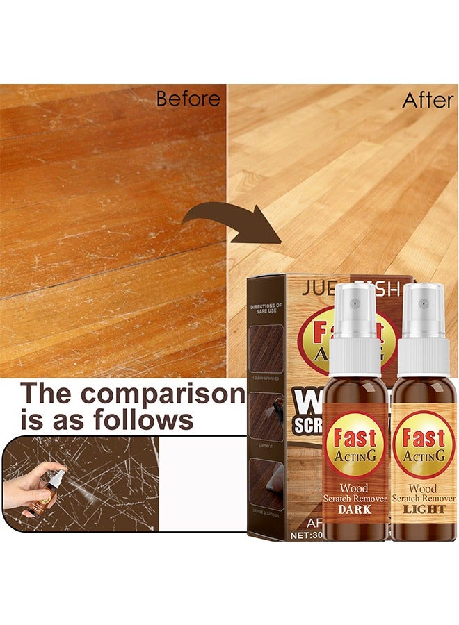 جوي فيش غطاء خدش الخشب ، 2 حزمة إصلاحه للخشب - مجموعة مزيل الخدوش لإصلاح الأثاث الخشبي لإصلاح خدوش الخشب سريع المفعول - مجموعة إعادة صقل الشعر بالشمع ، رذاذ مزيل الخدوش الخشبي للأرضيات والطاولات والنجارين - Image 5