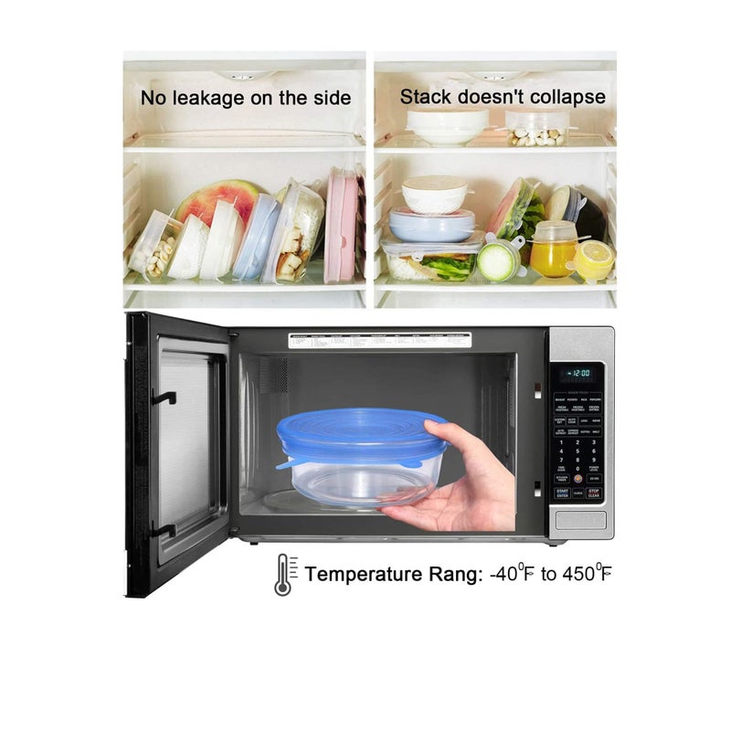 Zikra Silicone Stretch Lids, Miracle Lids, Reusable Silicone Lids With Hanging Holes Fit Round & Square Bowls, Various Sizes Silicone Bowl Covers Keeping Food Fresh Freezer Safe (12Pack) - Image 4