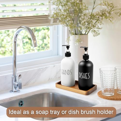 ALELION 8" Acacia Wood Bathroom Vanity Tray for Counter - Dresser Top Tray for Perfume Jewelry Candle Key Catchall - Small Kitchen Countertop Organizer for Soap Dispenser and Sponge Holder - Image 4