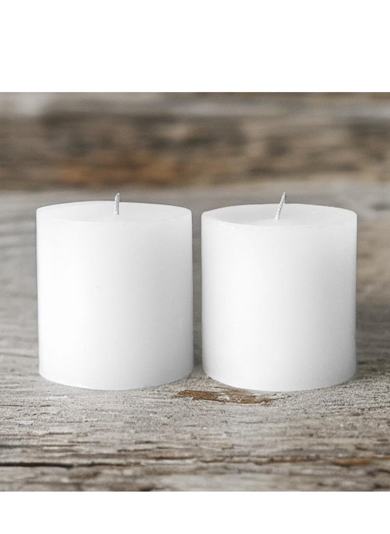 SIHIYA LIFE Set of 2 White Pillar Candles| 3 x 3inch | Unscented & Dripless Candles for Decor, Events, Restaurants | Natural Wax with Cotton Wicks | 40 hrs /candle Burn Time  - Image 1