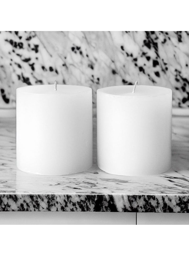 SIHIYA LIFE Set of 2 White Pillar Candles| 3 x 3inch | Unscented & Dripless Candles for Decor, Events, Restaurants | Natural Wax with Cotton Wicks | 40 hrs /candle Burn Time  - Image 2