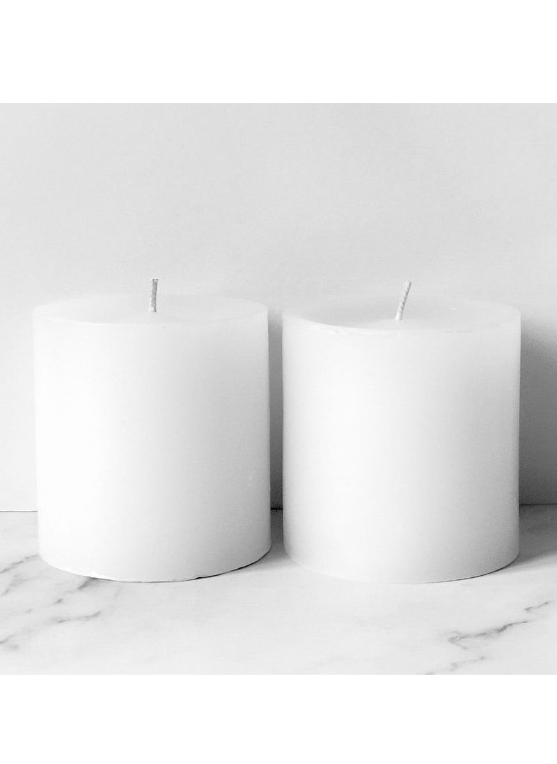 SIHIYA LIFE Set of 2 White Pillar Candles| 3 x 3inch | Unscented & Dripless Candles for Decor, Events, Restaurants | Natural Wax with Cotton Wicks | 40 hrs /candle Burn Time  - Image 4