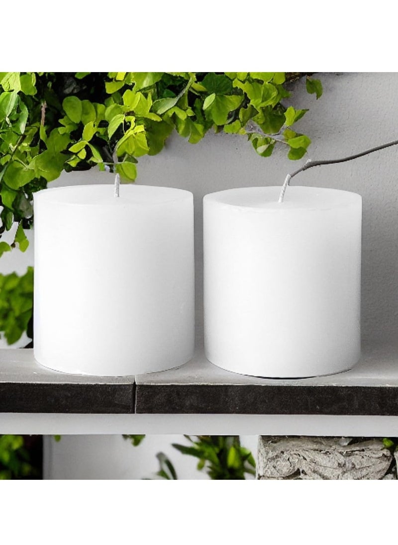 SIHIYA LIFE Set of 2 White Pillar Candles| 3 x 3inch | Unscented & Dripless Candles for Decor, Events, Restaurants | Natural Wax with Cotton Wicks | 40 hrs /candle Burn Time  - Image 3