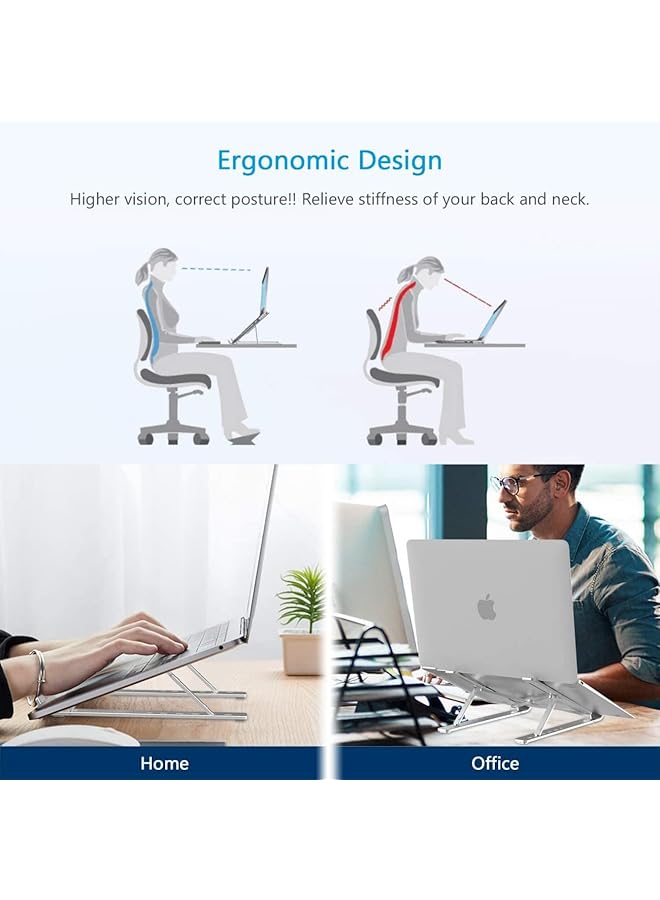 erorex Laptop Stand For Desk Adjustable Laptop Riser Abs+Silicone Foldable Portable Laptop Holder Ventilated Cooling Notebook Stand For Macbook Pro Air Lenovo Dell Hp Laptops Tablet  - Image 3