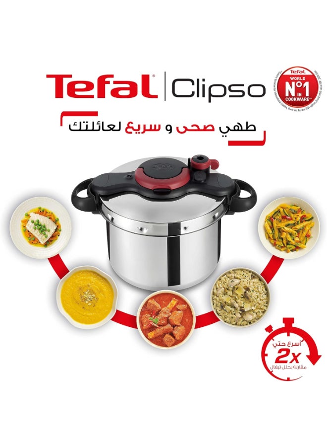 Tefal Pressure Cooker Clipso Plus Silver/Black/Red 10Liters - Image 4