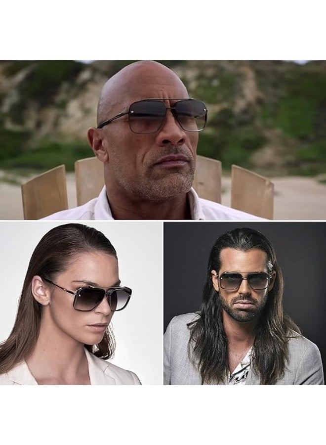 Gtand جي تي ان دي نظارة شمسية افياتور مربعة عصرية كبيرة الحجم للرجال والنساء، نظارات شمسية معدنية عتيقة 63 ملم - Image 2