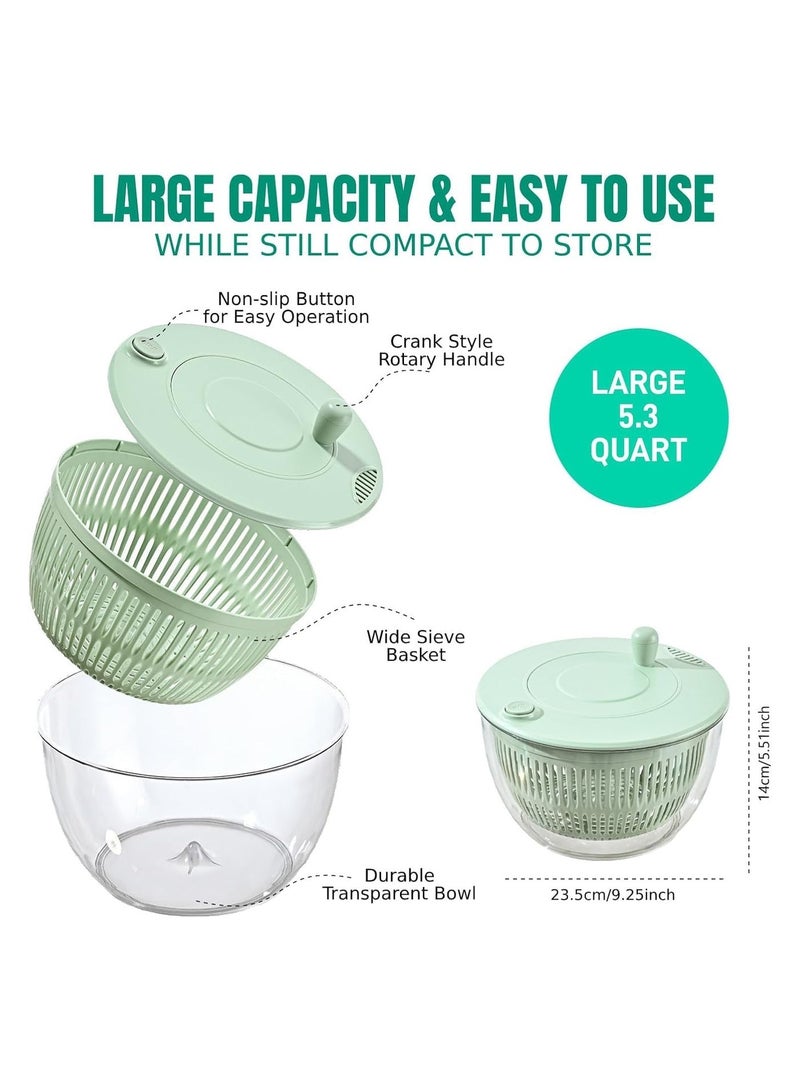 XICEN Salad Spinner with Slicer and Shredder, ,Multifunction Manual Salad Spinner, Lettuce Dryer and Vegetable Washer, BPA Free, Draining Lettce and Vegetable with Ease, For Salad Greens, Lettuce, Fruits and Vegetables - Image 3