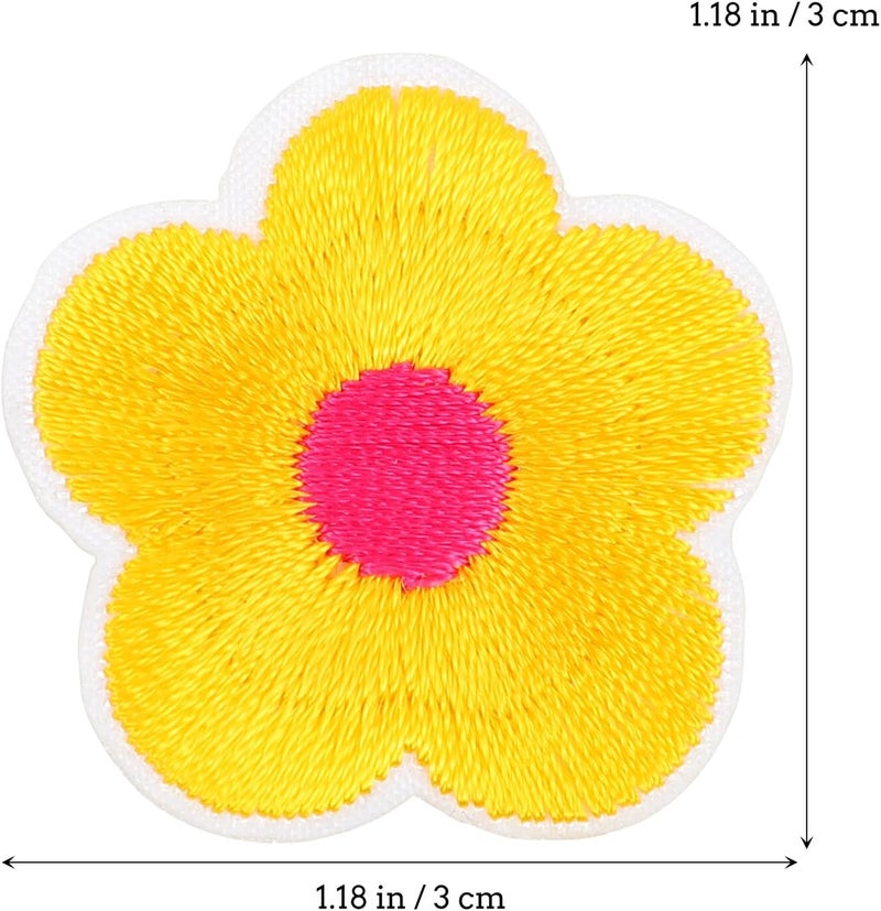 15pcs Embroidery Patches Sunflower Cloth Stickers DIY Sewing Fabric Decals for Clothing Hair Clips Red Yellow Sky Blue - Image 2