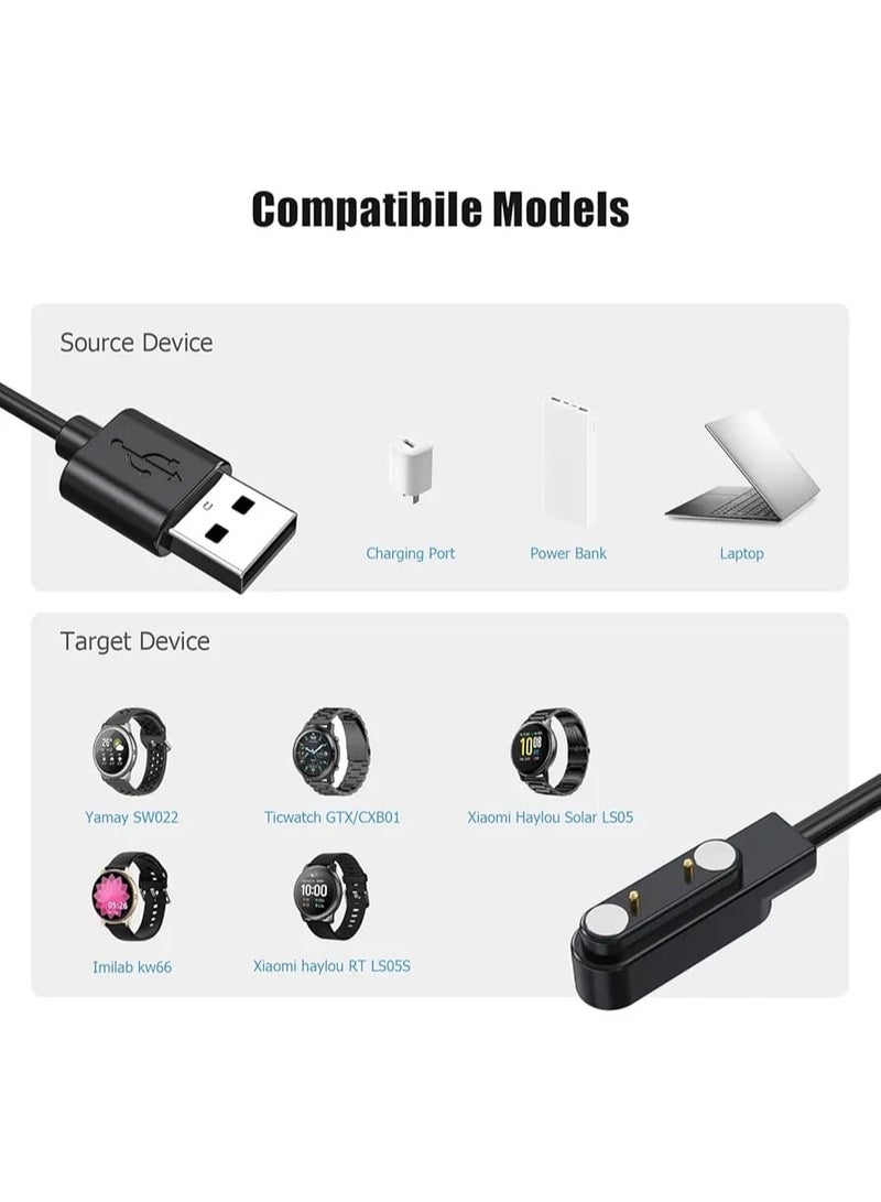 شاحن ساعة ذكية مغناطيسي بدبوسين متوافق مع ساعة ياماي، كابل شاحن للساعة الذكية بدوبسين . - Image 2