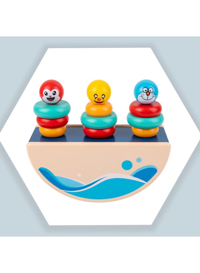 Children's Wooden Puzzle Rainbow Tower Ring Tumbler Balance Stacking Music Baby Park Educational Toys Wholesale-Specifications:mmm-Balance Jacket Column  - Image 2