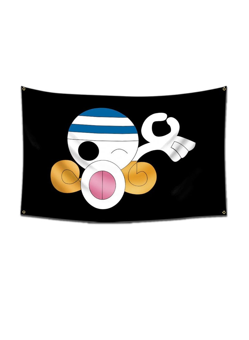 General 1-Pieces Polyester Flag ONE PIECE Cartoon Flag Design Cosplay Pirate Flag Straw Hat Luffy Print Room Decor with Corners Buckle 60*90cm Black-A20  - Image 1