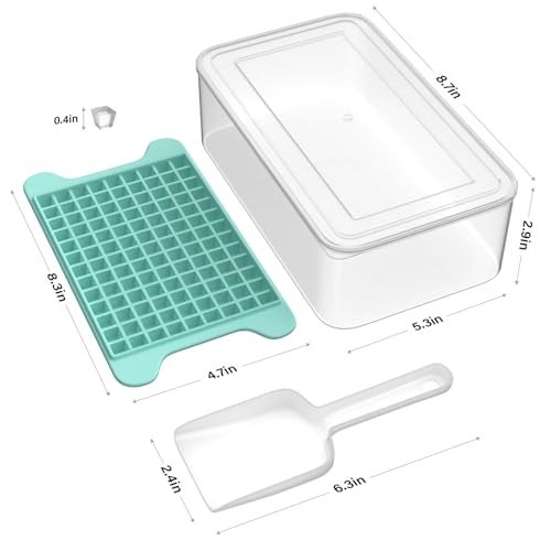 FDDBI Mini Ice Cube Tray for Freezer: FDDBI Small Ice Trays for Freezer with Bin - 117×4PCS Easy Release Nugget Ice Tray - Crushed Ice Tray with Container - Image 2