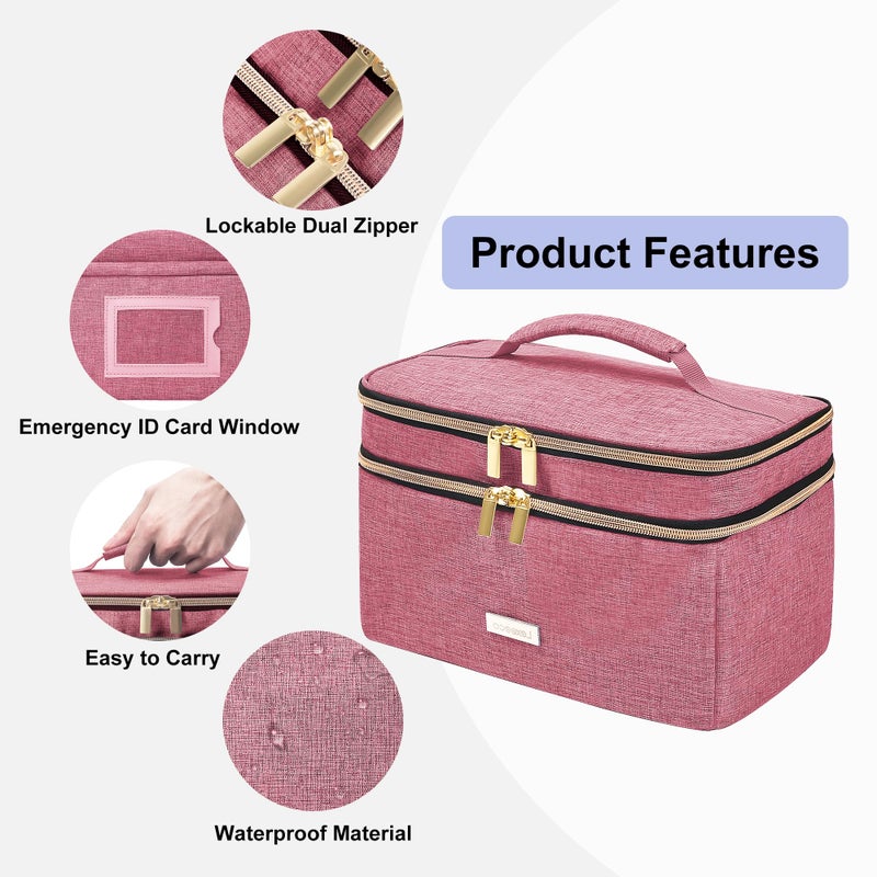 Lexeeco Medicine Storage Bag Pill Bottle Organizer with Portable Small Pouch Travel Medication Bottle Organizer for Emergency Home First Aid Box Kit (Red) - Image 4