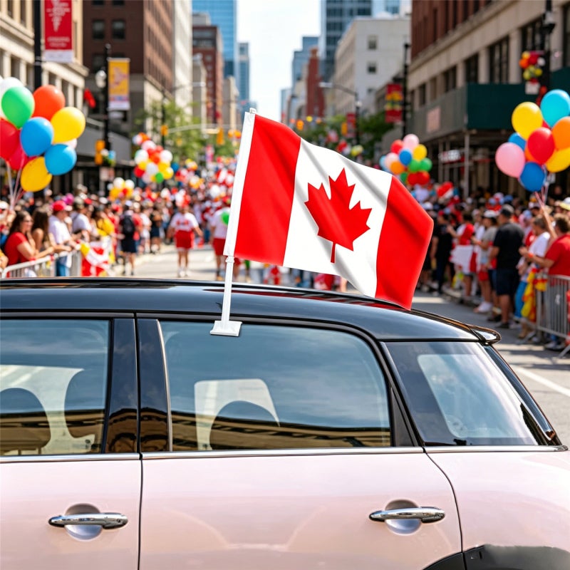 Canada Car Flags 30*45Cm 2 Pack High-Quality 100D Polyester - Easy Tool-Free Installation Patriotic Car Window Flags For Outdoor Events, Parades, Road Trips And Daily National Pride Displays - Image 2
