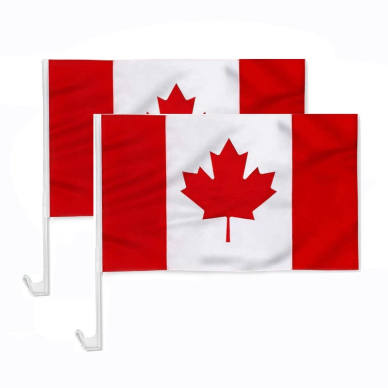Canada Car Flags 30*45Cm 2 Pack High-Quality 100D Polyester - Easy Tool-Free Installation Patriotic Car Window Flags For Outdoor Events, Parades, Road Trips And Daily National Pride Displays - Image 1