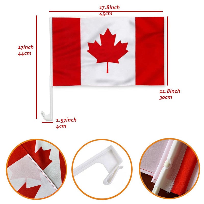 Canada Car Flags 30*45Cm 2 Pack High-Quality 100D Polyester - Easy Tool-Free Installation Patriotic Car Window Flags For Outdoor Events, Parades, Road Trips And Daily National Pride Displays - Image 5