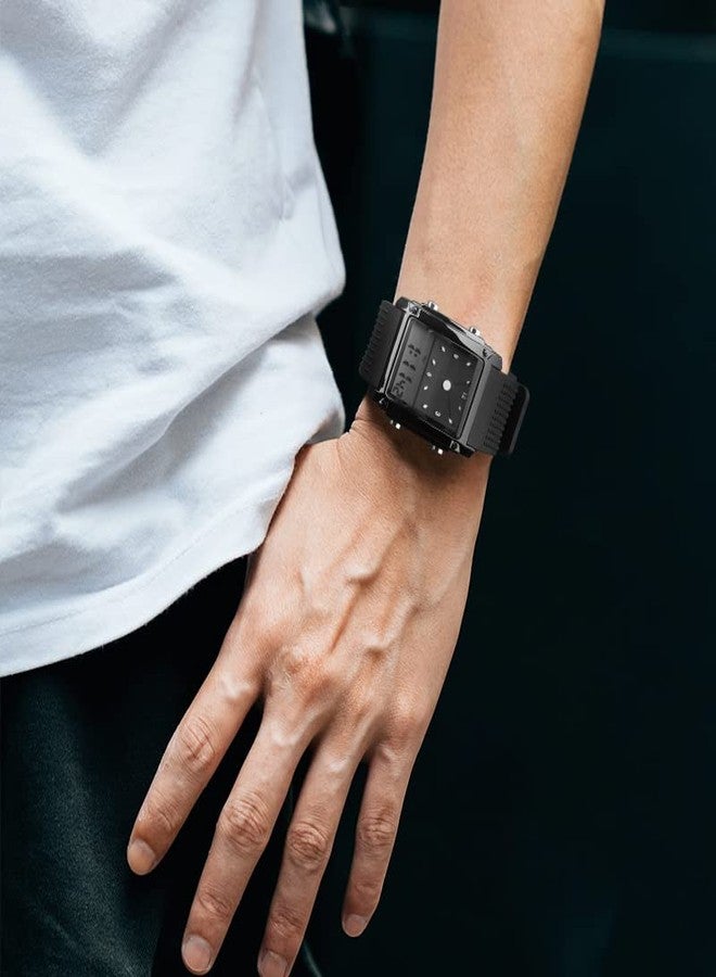 Fanmis Men's Rectangle Dial Sports Wrist Watch with Five Colors Optional LED Backlight Color Black - Image 2