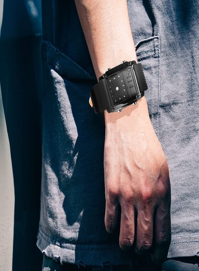 Fanmis Men's Rectangle Dial Sports Wrist Watch with Five Colors Optional LED Backlight Color Black - Image 4