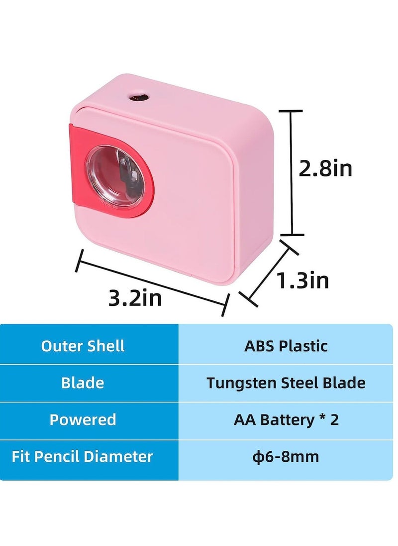 Y&D - Electric Pencil Sharpener, Portable Sharpeners Battery Operated with Tungsten Steel Blade, Kids Pocket Sharpener Fit to 6-8mm No.2 and Colored Pencils, for School Office Home Pink - Image 1