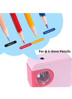Y&D Electric Pencil Sharpener, Portable Sharpeners Battery Operated with Tungsten Steel Blade, Kids Pocket Sharpener Fit to 6-8mm No.2 and Colored Pencils, for School Office Home Pink  - Image 3