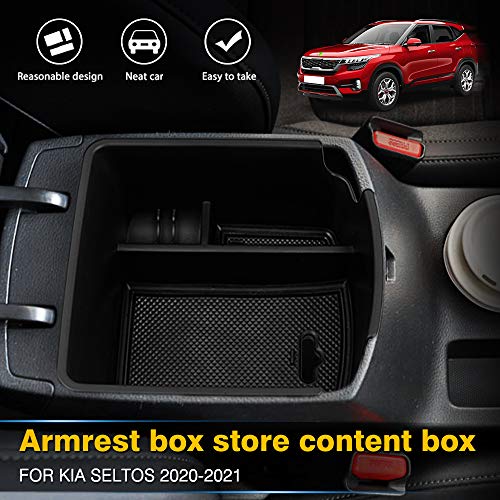 Autorder Center Console Organizer for Kia Seltos 2021 2022 2023 2024 2025 Accessories Armrest Storage Box Secondary Insert Tray with 2 Color Mats - Image 2